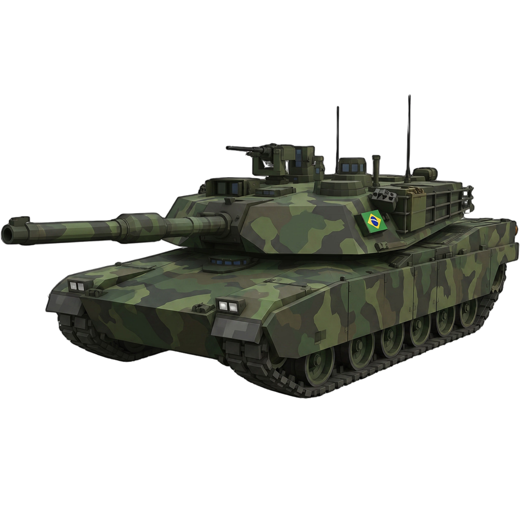 Player-generated Brazilian main battle tank with jungle camouflage and Brazilian flag